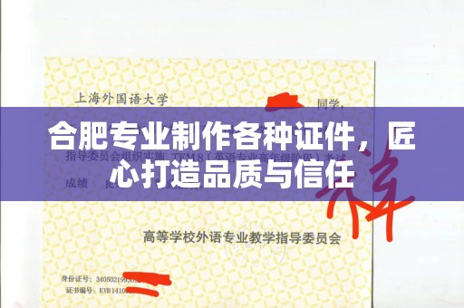 厦门合肥专业制作各种证件，匠心打造品质与信任