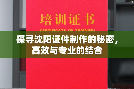 厦门探寻沈阳证件制作的秘密，高效与专业的结合